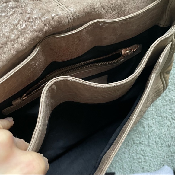 ALEXANDER WANG Taupe Pebbled Lambskin Leather Rose Gold Crossbody Messenger Bag - Picture 10 of 16